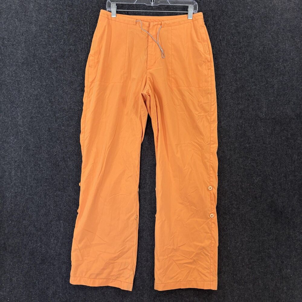Nike Pants Women's Medium Orange Mesh Lined Side Snap Pockets Drawstring Y2K
